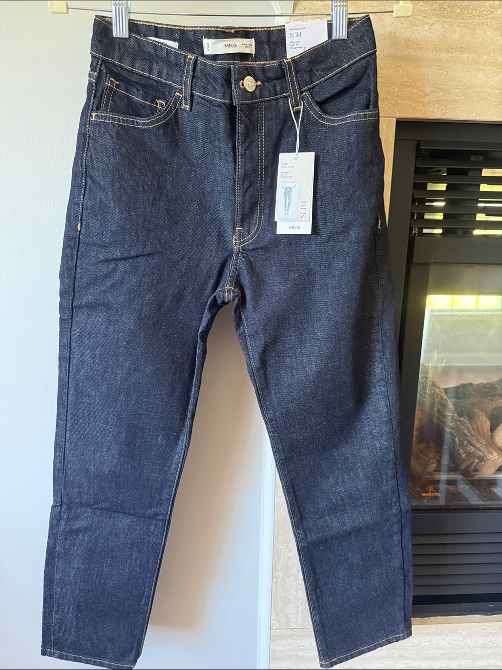 Mango Slim Women Jeans in Dark Indigo